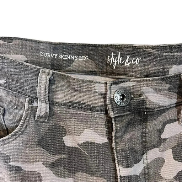 Style & Co Camoflauge Curvy Skinny Leg Jeans Size 10 Stretch Denim Gray Beige - Picture 7 of 7